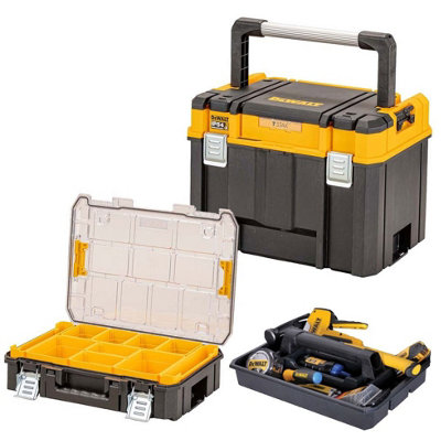 Dewalt Dwst83535-1 Deep Tstak 2.0 Organiser Storage Box + Tote Tray + Organiser from B&Q