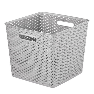 B&Q -  My Style Grey Plastic Stackable Storage Basket (H)28Cm (W)33Cm (D)33Cm