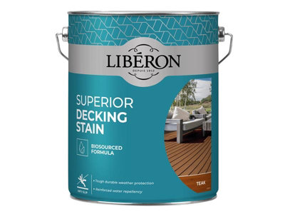 Liberon 126128 Superior Decking Stain Teak 5 Litre Lib126128 from B&Q