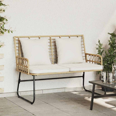Berkfield Garden Bench Poly RattanSteel from B&Q