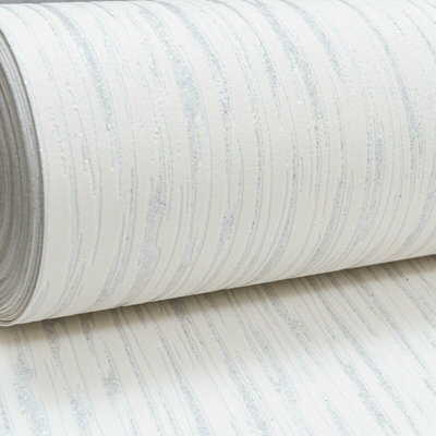 Sophie Laurence Plain White Glitter Textured Vinyl Wallpaper from B&Q