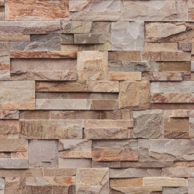 Muriva Realistic Slate Cladding Wallpaper J27408 Brown