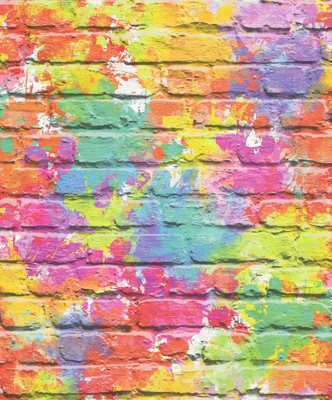 Muriva Camouflage Brick Multicoloured Wallpaper L33505 from B&Q