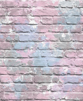 Muriva Camouflage Brick Lilac Wallpaper L33506 from B&Q