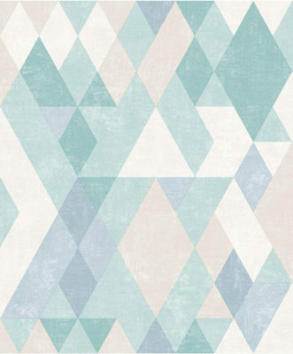 Ugepa Blue Pastel Prism Geometric Wallpaper L59801 from B&Q