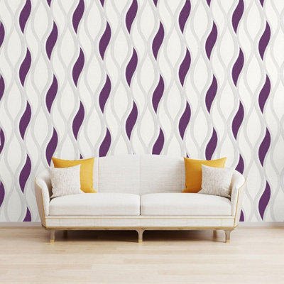 Direct Wallpapers Wave Embossed Textured WallpaperPurpleE62006 from B&Q