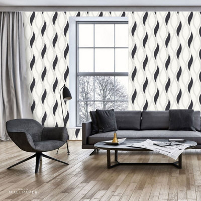 Wave Embossed Textured Wallpaper BlackDirect Wallpapers E62009 from B&Q