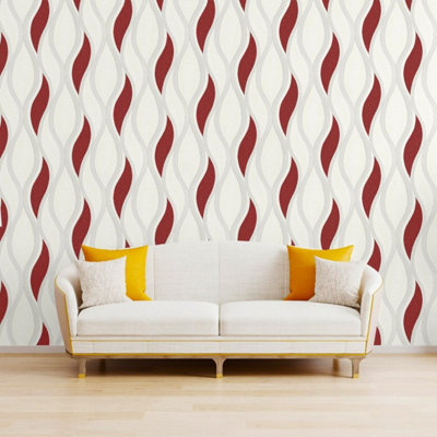 Direct Wallpapers Wave Embossed Textured WallpaperRedE62010 from B&Q
