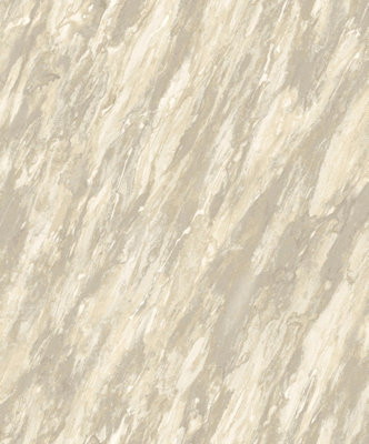 Muriva Marble Metallic & Glitter Effect Patterned Wallpaper Beige
