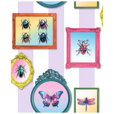 Muriva Ugepa Illusion Framed Insects And Butterflies Paste The Wall Vinyl Wallpaper from B&Q