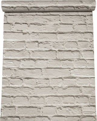 Ugepa Smooth Metallic Shimmer Free Style Painted Brick Effect Grey Silver Wallpaper from B&Q