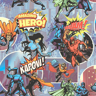 Muriva Superheroes Multicoloured Wallpaper L31501 from B&Q