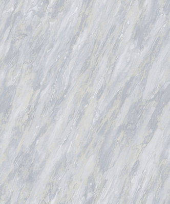 Muriva Light Grey Marble Metallic & Glitter Effect Patterned Wallpaper from B&Q