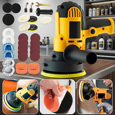 B&Q Electric Car Polisher Buffer Sander Polishing Machine With 5 & 7 Inch Buffing Sponge Kit For Professional Car Detailing