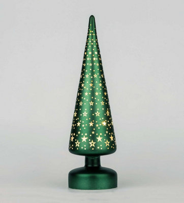 32cm Christmas Tree Glass Lamp Led Green Glass Tree / Stars Price Comparisons | Compare The Build