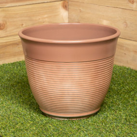 32cm Glazed Ceramic Effect Plastic Garden Patio Plant Pot