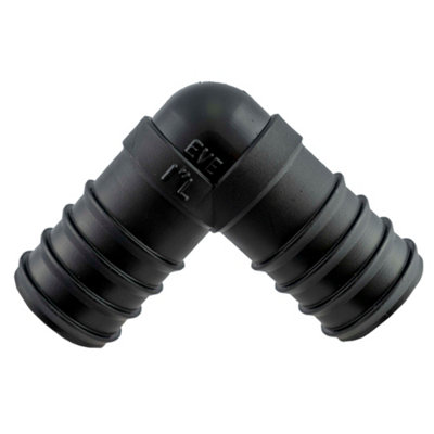 32mm (1.25") pond corrugated flexible pipe/hose elbow connector +2 x matching double wire hose clips - 4