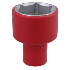 32mm 1/2in drive VDE Insulated Shallow Metric Socket 6 Sided Single Hex 1000 V