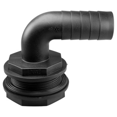 32mm barb outlet Water butt/rain barrel/water storage tank overflow hosetail elbow with nut & washer (requires a  60mm hole) - 5