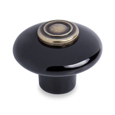32mm Black Ceramic Cabinet Knob Round Cupboard Door Drawer Pull Wardrobe Furniture Replacement Upcycle