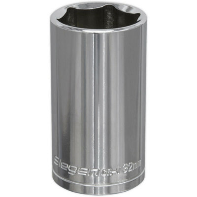 32mm Chrome Plated Deep Drive Socket - Durable High Grade Carbon Steel Tool for Professionals