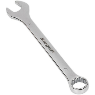 32mm Hardened Steel Combination Spanner - Polished Chrome Vanadium Wrench for Professionals