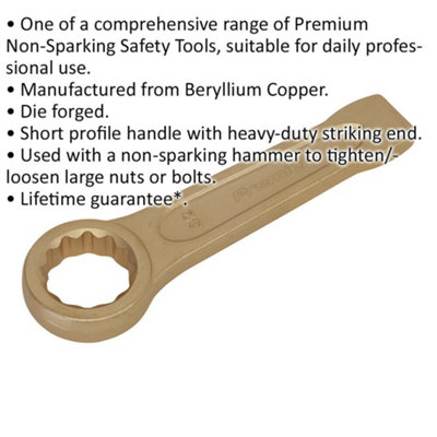 32mm Non-Sparking Ring End Slogging Spanner with Heavy-Duty Striking End