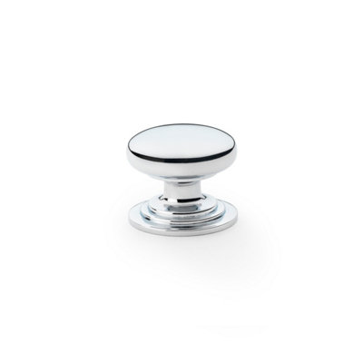 32mm Polished Chrome Cabinet Button Knobs Pull Layered Mushroom Kitchen