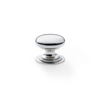 32mm Polished Nickel Cabinet Button Knobs Pulls Layered Mushroom Kitchen