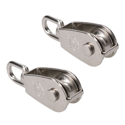 32mm Pulley Block Rope Rigging 316 Marine Grade Stainless Steel Swivel 2 PACK