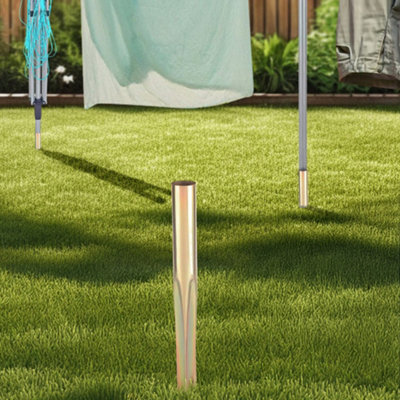 32mm Rotary Airer Washing Line Metal Ground Spike Garden Soil Parasol Stand New