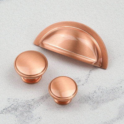 32MM SATIN COPPER CABINET KNOB ROSE GOLD CUPBOARD DOOR DRAWER PULL HANDLE  BATHROOM BEDROOM FURNITURE REPLACEMENT