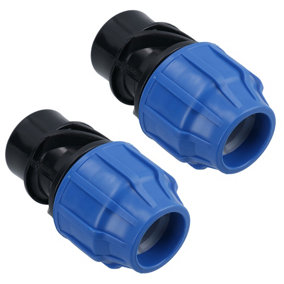32mm x 1" MDPE Female Adapter Compression Coupling Fitting Water Pipe 2pk