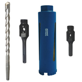 32mm x 150mm Long Diamond Core Drill Bit Set Includes SDS Adapter, Hex Adapter & Centre Drill Bit. For Concrete Masonry Stone