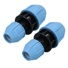 32mm X 20mm MDPE Reducing Coupler Pipe Union Cold Water System Fitting 2PK