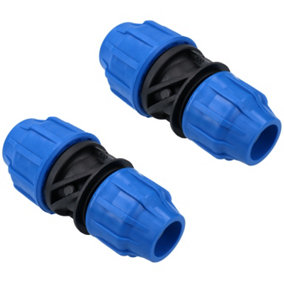 32mm x 25mm MDPE Reducing Coupler Pipe Union Cold Water System Fitting 2PK