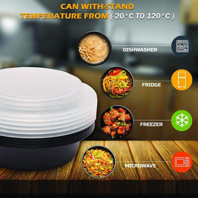 Buy 32oz Round Plastic Meal Prep Containers Bowls Reusable BPA Free ...