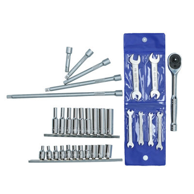 32pc 1 4in Drive BA Socket Set Shallow and Deep Sockets Spanners Accessories