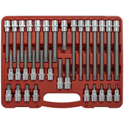 32pc RIBE Star Short & Long Socket Bit Set - 1/2" Square Drive Mechanic Vehicle