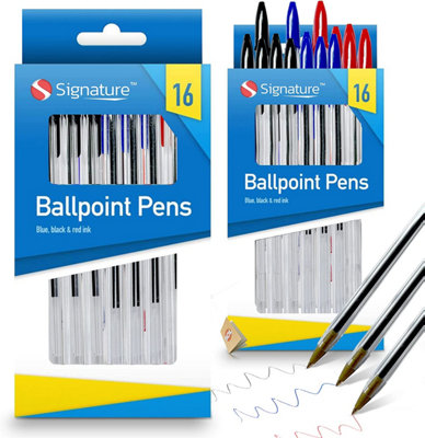 32pk Coloured Ballpoint Pen Set - Blue Pens, Red Pens, Black Ballpoint Pens for Stationery Sets - Biro Pens Multipack Price Comparisons | Compare The Build