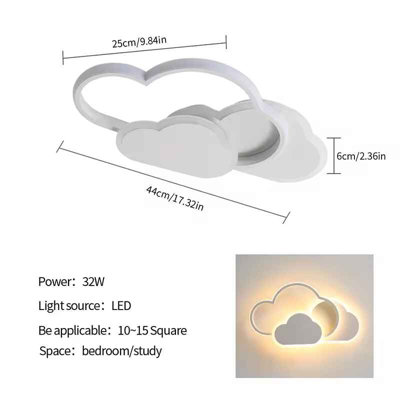 32W LED Cloud Ceiling Light with Dimmable Remote Control, 2800LM, 3000K-6500K Color Temperature
