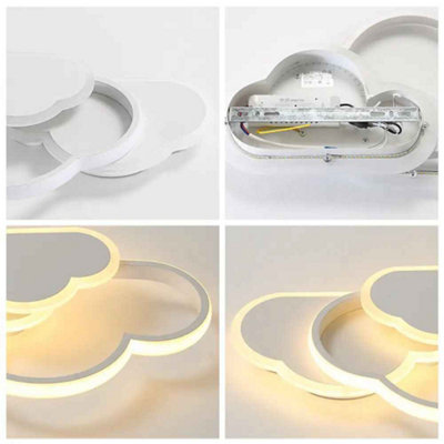 32W LED Cloud Ceiling Light with Dimmable Remote Control, 2800LM, 3000K-6500K Color Temperature