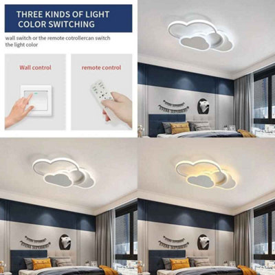 32W LED Cloud Ceiling Light with Dimmable Remote Control, 2800LM, 3000K-6500K Color Temperature