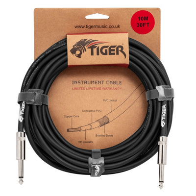 33 Foot - 6.3mm 1/4 Inch Jack to Jack Guitar Instrument Cable