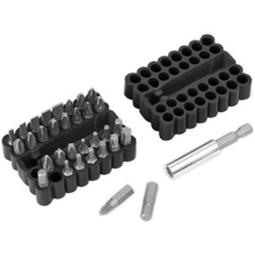 33 Piece Bit and Magnetic Adaptor Set - Chrome Vanadium Steel Bits - Rubber Case