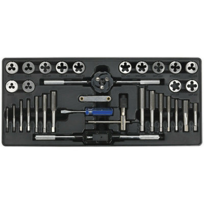 33 Piece Premium Tap and Die Set with Modular Tool Tray for Efficient Tool Storage
