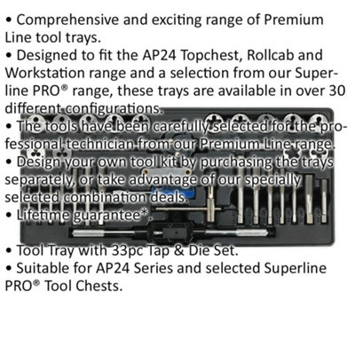 33 Piece Premium Tap and Die Set with Modular Tool Tray for Efficient Tool Storage