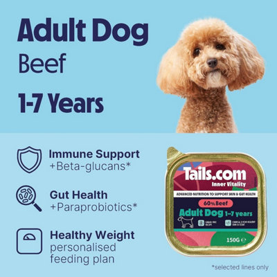 33 x 150g Tails.com Inner Vitality Adult Wet Dog Food Variety Bundle ...