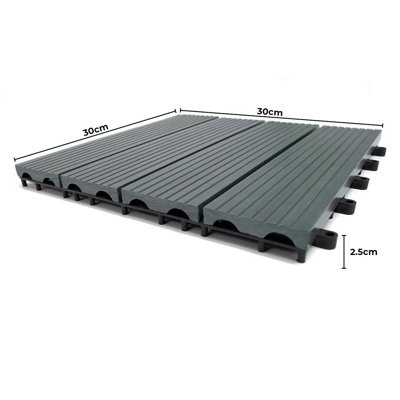 33 x WPC Decking Floor Tiles 30x30cm - Grey - 3