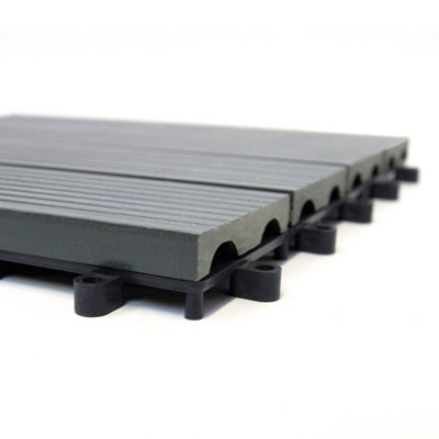33 x WPC Decking Floor Tiles 30x30cm - Grey - 5